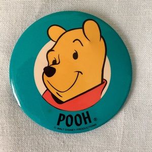 Vintage Winnie the Pooh Pinback Button Walt Disney Productions Large Badge